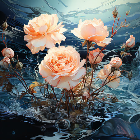watercolor style of roses in the seas --s 750 AI Generative Photoの素材