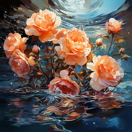 watercolor style of roses in the seas --s 750 AI Generative Photoの素材