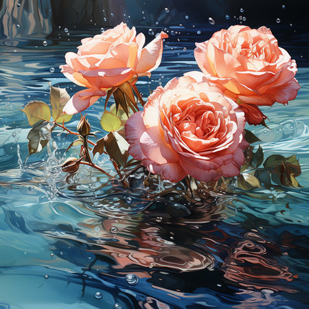 watercolor style of roses in the seas --s 750 AI Generative Photoの素材