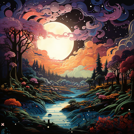 psychedelic background painting made by AI generative photoの素材