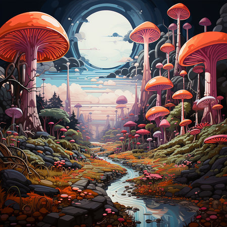 psychedelic background painting made by AI generative photoの素材