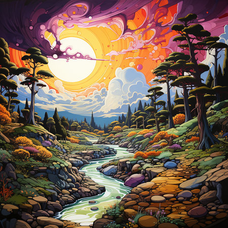 psychedelic background painting made by AI generative photoの素材