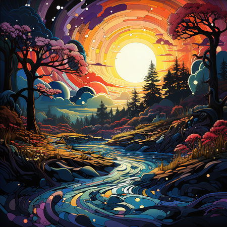 psychedelic background painting made by AI generative photoの素材
