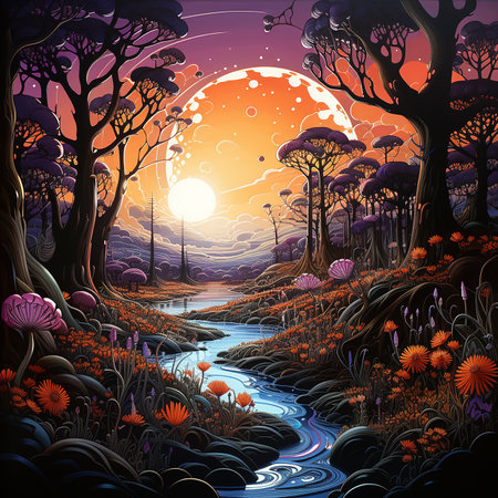psychedelic background painting made by AI generative photoの素材