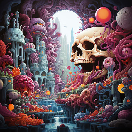 psychedelic background painting made by AI generative photoの素材