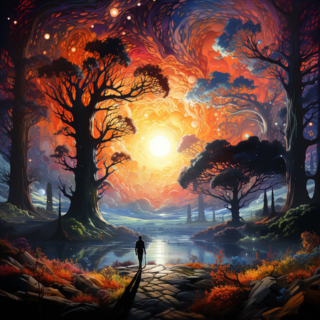 psychedelic background painting made by AI generative photoの素材