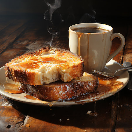 toast and coffee Image Photography made by AI generatedの素材