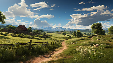farm in sub urban at afternoon, ultra realistic, smooth lighting made by AI generativeの素材