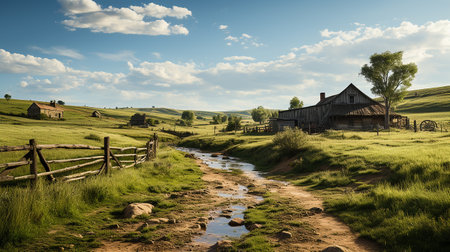farm in sub urban at afternoon, ultra realistic, smooth lighting made by AI generativeの素材