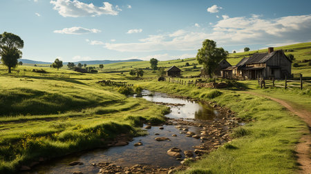 farm in sub urban at afternoon, ultra realistic, smooth lighting made by AI generativeの素材