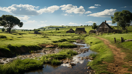 farm in sub urban at afternoon, ultra realistic, smooth lighting made by AI generativeの素材