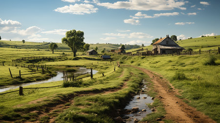 farm in sub urban at afternoon, ultra realistic, smooth lighting made by AI generativeの素材