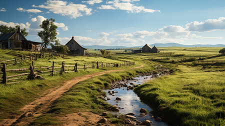 farm in sub urban at afternoon, ultra realistic, smooth lighting made by AI generativeの素材