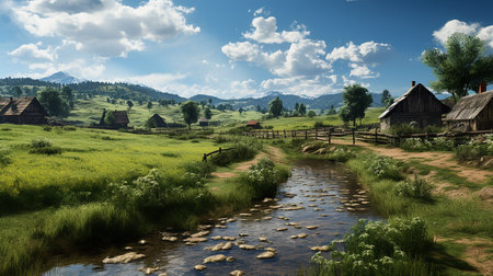 farm in sub urban at afternoon, ultra realistic, smooth lighting made by AI generativeの素材