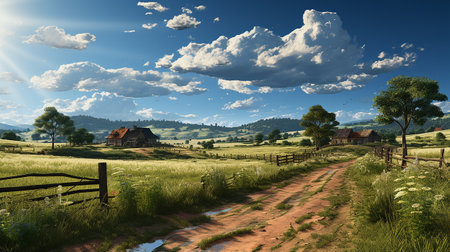 farm in sub urban at afternoon, ultra realistic, smooth lighting made by AI generativeの素材