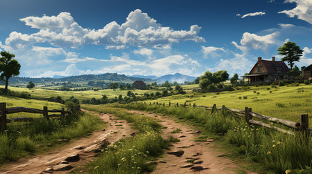 farm in sub urban at afternoon, ultra realistic, smooth lighting made by AI generativeの素材