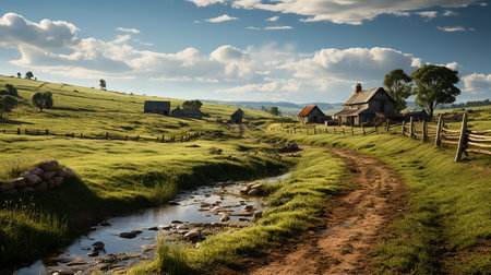farm in sub urban at afternoon, ultra realistic, smooth lighting made by AI generativeの素材