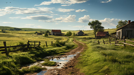 farm in sub urban at afternoon, ultra realistic, smooth lighting made by AI generativeの素材
