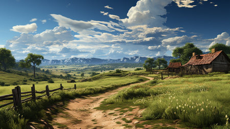 farm in sub urban at afternoon, ultra realistic, smooth lighting made by AI generativeの素材