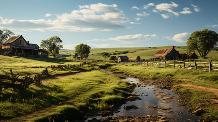 farm in sub urban at afternoon, ultra realistic, smooth lighting made by AI generativeの素材