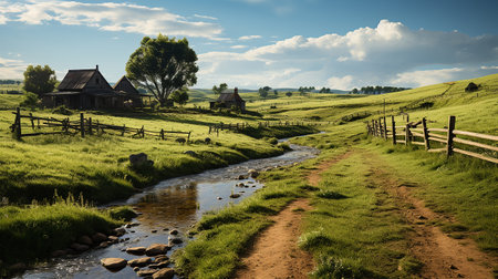 farm in sub urban at afternoon, ultra realistic, smooth lighting made by AI generativeの素材