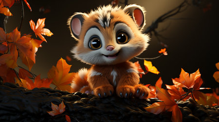cute animal cartoon character made by AI generative photoの素材