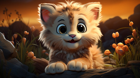 cute animal cartoon character made by AI generative photoの素材