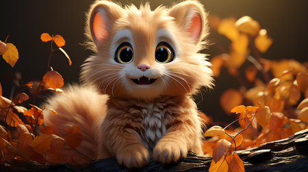 cute animal cartoon character made by AI generative photoの素材