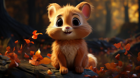 cute animal cartoon character made by AI generative photoの素材