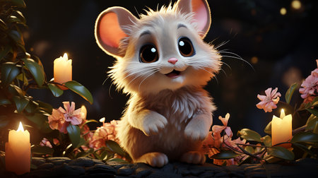 cute animal cartoon character made by AI generative photoの素材