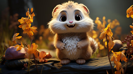 cute animal cartoon character made by AI generative photoの素材