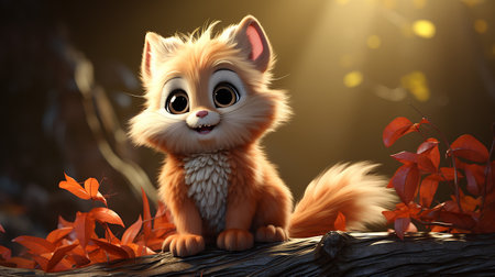 cute animal cartoon character made by AI generative photoの素材