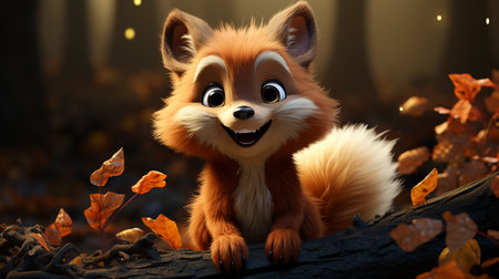 cute animal cartoon character made by AI generative photoの素材