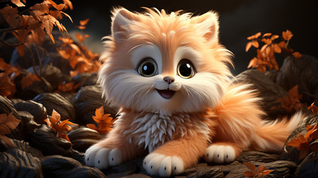 cute animal cartoon character made by AI generative photoの素材
