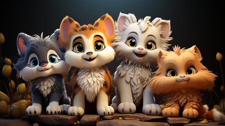 cute animal cartoon character made by AI generative photoの素材