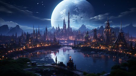 photo-realistic cyberpunk metropolitan city in the night AI generatedの素材