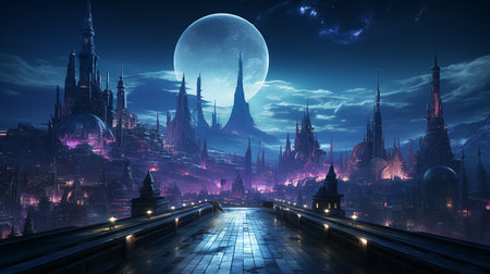 photo-realistic cyberpunk metropolitan city in the night AI generatedの素材