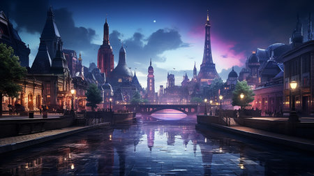 photo-realistic cyberpunk metropolitan city in the night AI generatedの素材