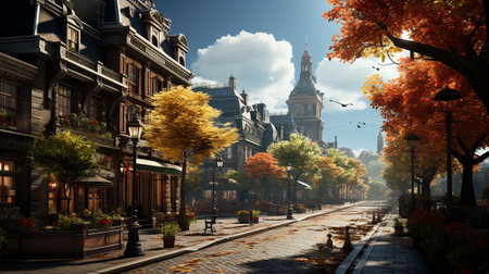 photo-realistic of 1920s city environment at afternoon AI generatedの素材