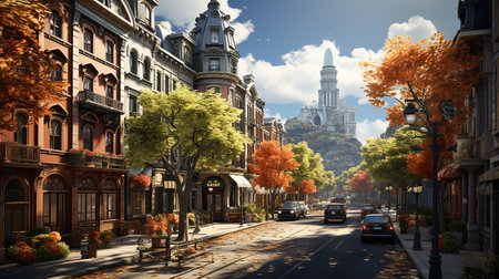 photo-realistic of 1920s city environment at afternoon AI generatedの素材