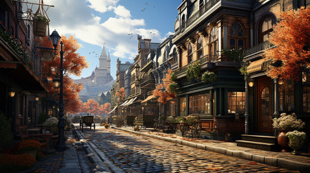 photo-realistic of 1920s city environment at afternoon AI generatedの素材