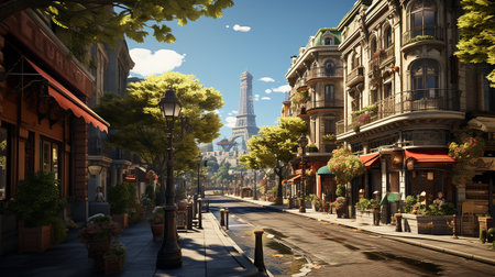 photo-realistic of 1920s city environment at afternoon AI generatedの素材