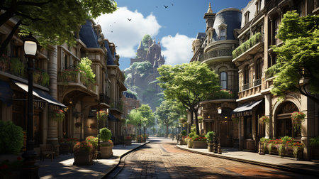 photo-realistic of 1920s city environment at afternoon AI generatedの素材
