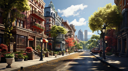 photo-realistic of 1920s city environment at afternoon AI generatedの素材