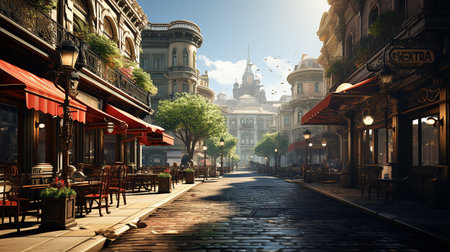 photo-realistic of 1920s city environment at afternoon AI generatedの素材