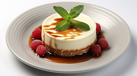 cheesecake dish with white plate in white background AI generateの素材