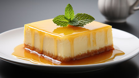 cheesecake dish with white plate in white background AI generateの素材