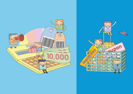shopping charactersのイラスト素材