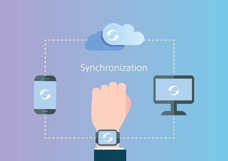 synchronization concept flat design, vector のイラスト素材