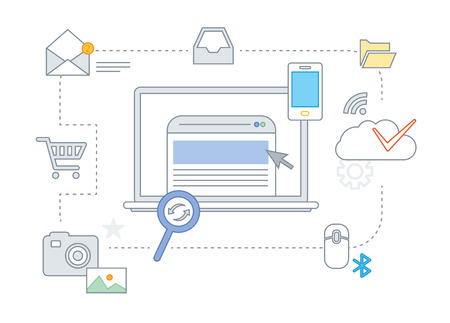 Simple line illustration of a modern business conceptのイラスト素材